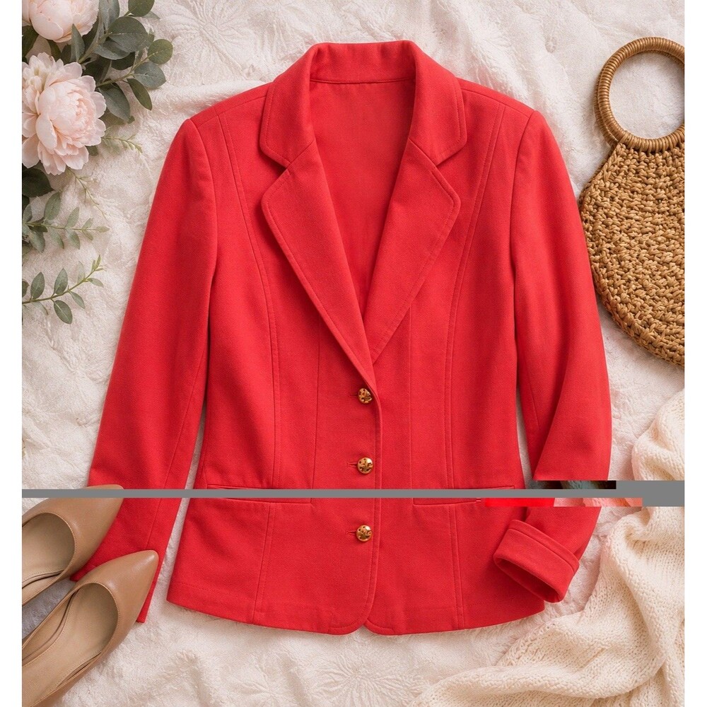 Womens Blazer Jacket Size Small Orange Red Office Gold Linea